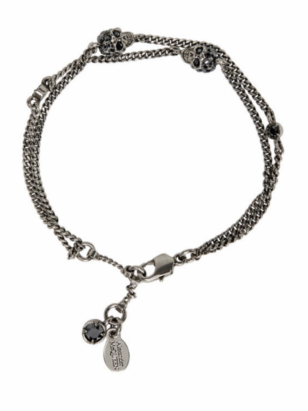 Alexander McQueen Silver-Tone Crystal Skull Multi-Chain Bracelet